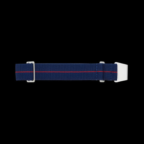 22mm Elasticated French Navy and Special Forces Strap in Navy with a Red Stripe