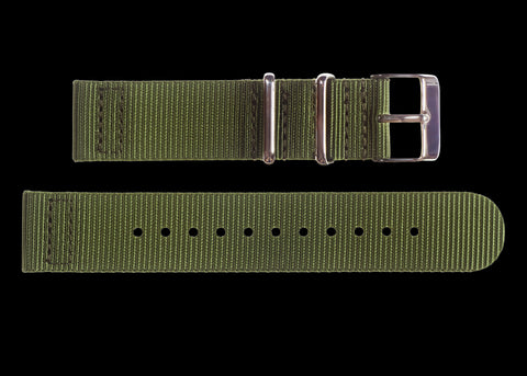 22mm Black Leather NATO Military Watch Strap