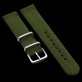 2 Piece 20mm Olive NATO Military Watch Strap in Ballistic Nylon with Stainless Steel Fasteners