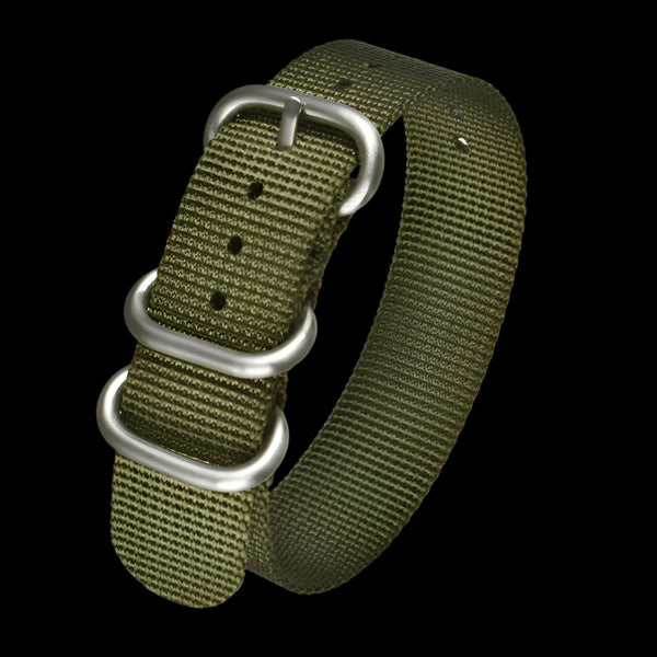 20mm Olive Green Ballistic Nylon Zulu Pattern Military Watch Strap