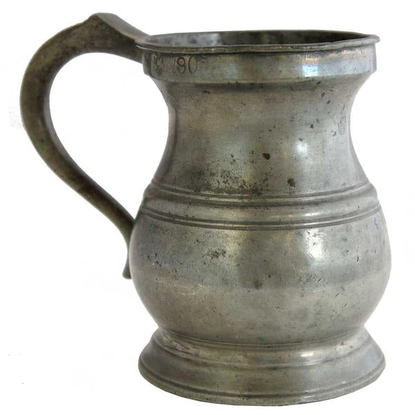 James Yates One Pint 19th Century Pattern Pewter Baluster Tankard - This is an Exact Remake of the original