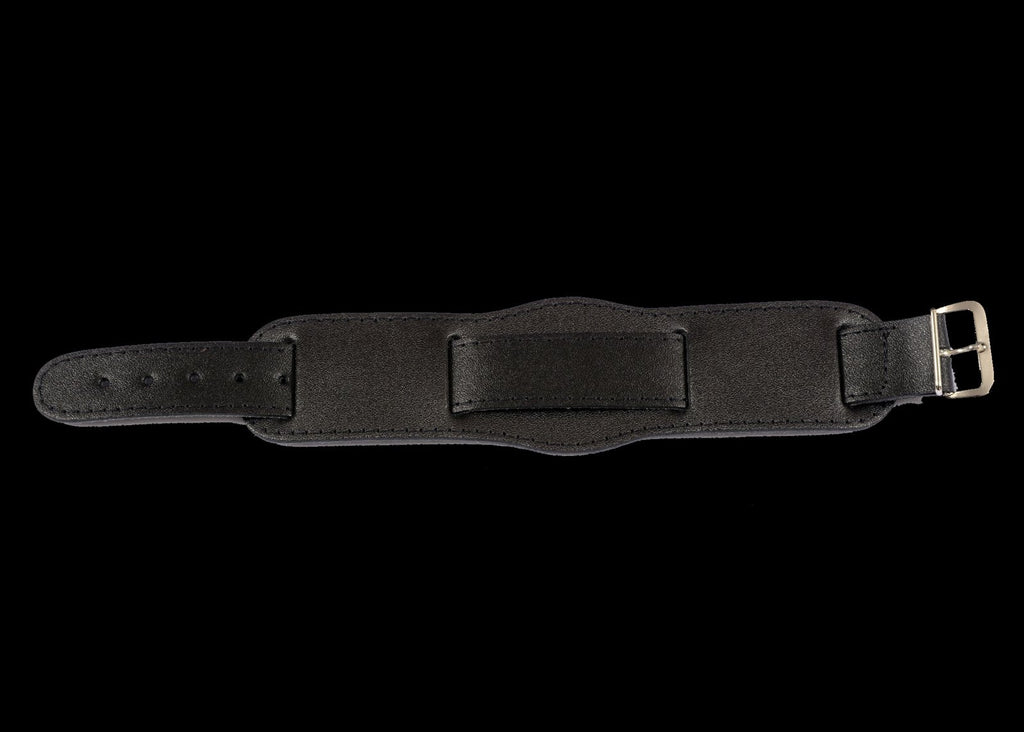 Black 1950s Pattern 18mm Leather Military Watch Strap