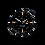 MWC "Submariner / Naval Crew Divers Watch" 500m (1,640ft) Water Resistant Dual Time Zone Military Watch in a Stainless Steel Case with GTLS and Helium Valve