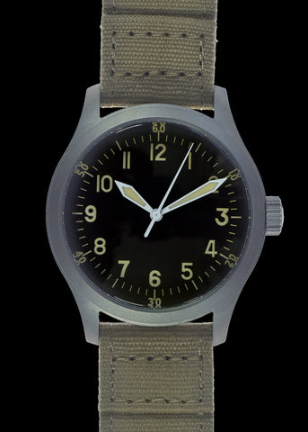 A-11 1940s WWII Pattern Military Watch (Automatic) Brushed Steel Finish with 100m Water Resistance and Sapphire Crystal
