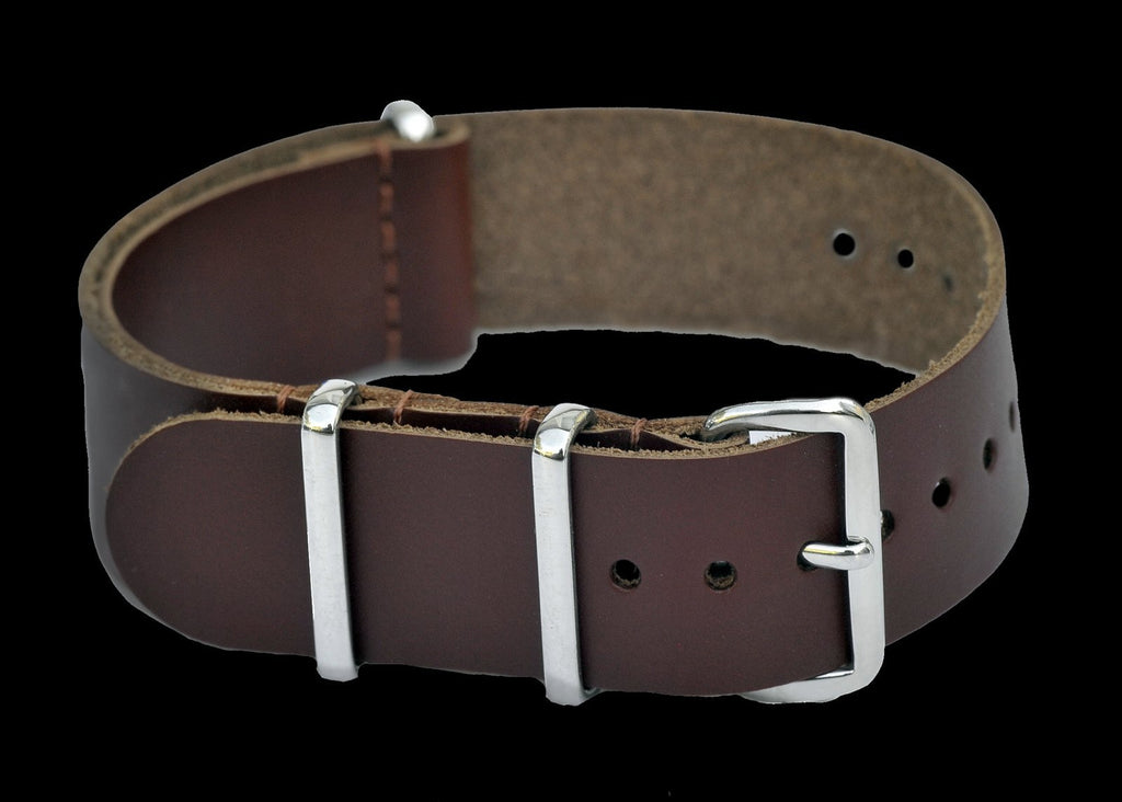 20mm Brown Leather NATO Military Watch Strap