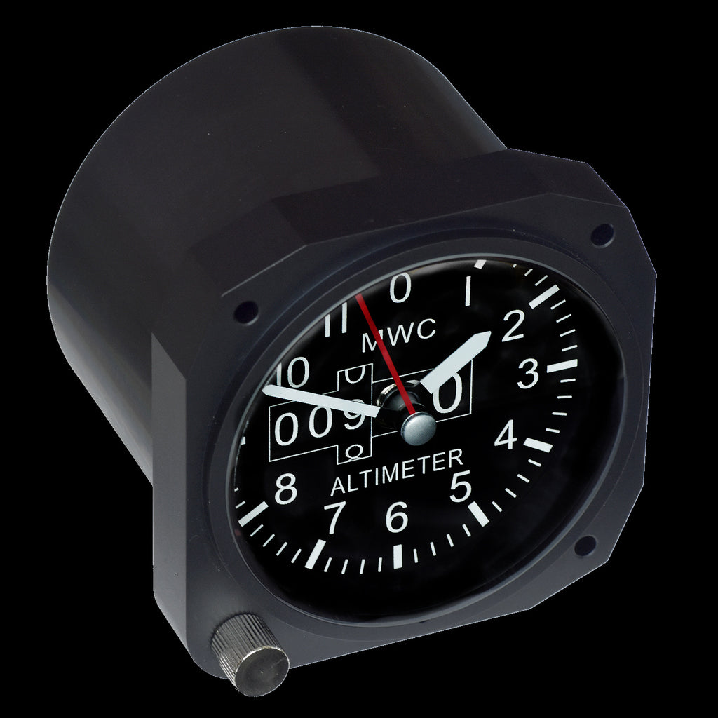Limited Edition Replica Altimeter Instrument Desk Clock in Matt Black Finish