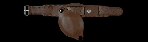 18mm Brown 1950s Pattern Leather Military Watch Strap with Protective Face Cover