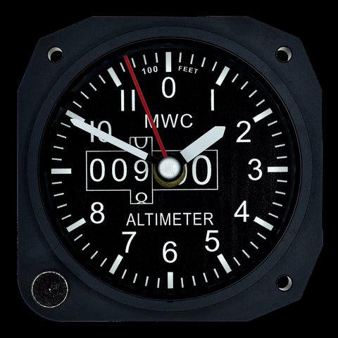 Limited Edition Replica Altimeter Instrument Desk Clock in Matt Black Finish