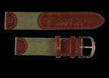 MWC 18mm Retro Leather and Fabric Combination Watch Strap