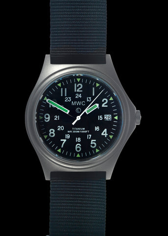 MWC Titanium General Service Watch, 300m Water Resistant, 10 Year Battery Life, Luminova, Sapphire Crystal and 12/24 Dial Format (Date Version)