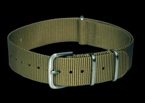 Black 1950s Pattern 18mm Leather Military Watch Strap with Chrome Buckles