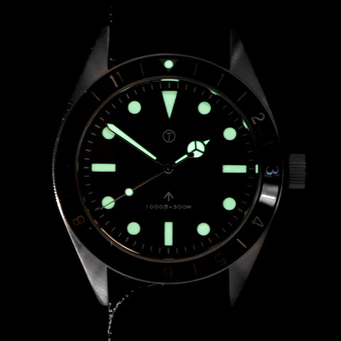MWC Classic 1960s Pattern Dual Time Zone Automatic Divers Watch with Sapphire Crystal and Luminova on a Matching Bracelet
