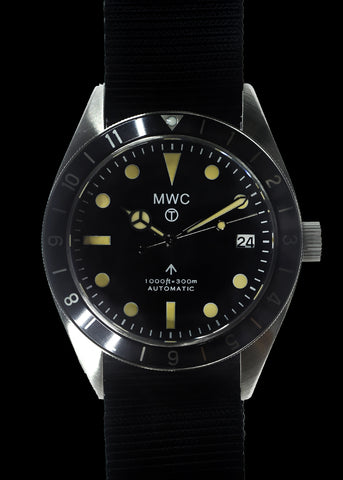 MWC Classic 1960s Pattern Dual Time Zone Automatic Divers Watch with Retro Luminova Paint and Sapphire Crystal