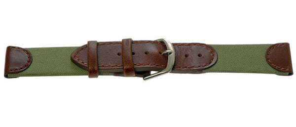 MWC 18mm Retro Leather and Fabric Combination Watch Strap